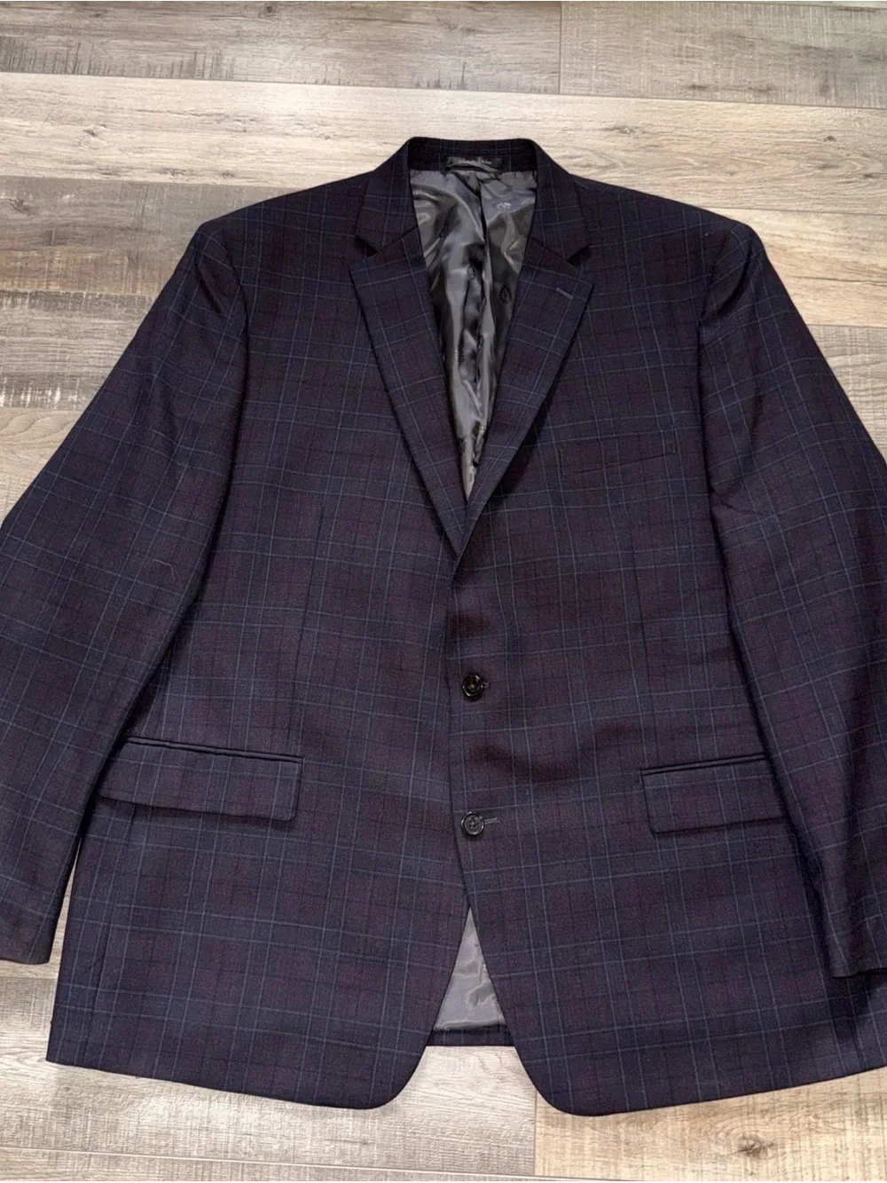 Ralph lauren Mens Navy, gray, burgundy Plaid Two-Button Blazer